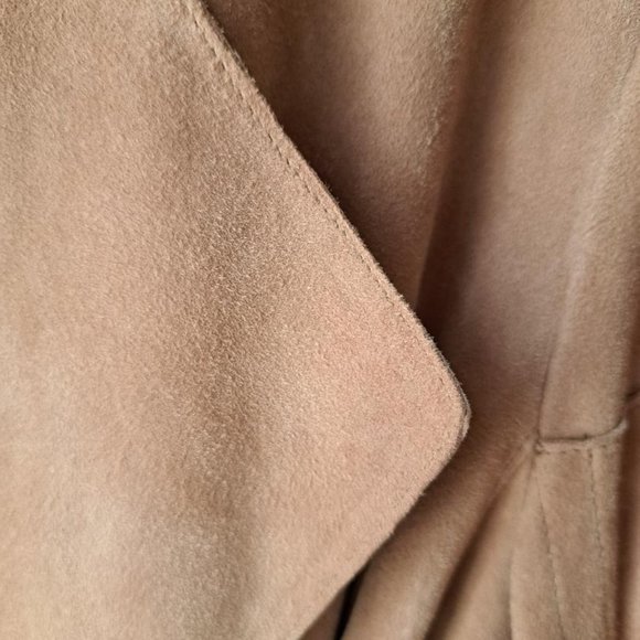Vintage Short Tan/Light Brown Suede Collarless Jacket - Picture 2 of 4